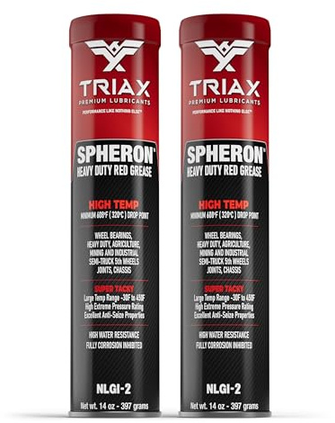 TRIAX Spheron HT-2 Grasso Rosso al Litio Complesso NLGI-2 - Per Cuscinetti Ruota Mozzi Assali Giunti Telaio e 5a Ruota 2 x 400 g