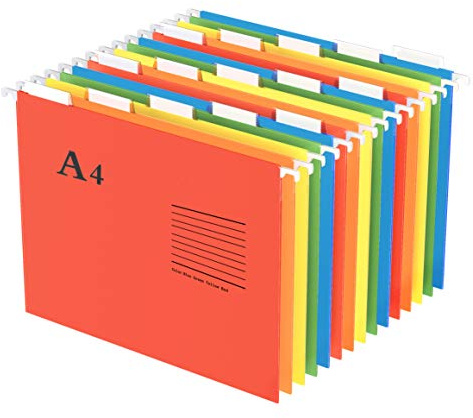 Oterri Hanging File Folders, A4 Size with 5 Elegant Colors to Choose, 1/5-Cut Adjustable Tab,15pcs Per Box