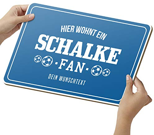Fussball Schalke Schild aus Holz - personalisierbares Geschenk für Fans - opt. Beleuchtung - Wohnzimmer Deko - personalisierbar zum Hinstellen/Aufhängen - Schalke Geschenk - persönliches Geschenk