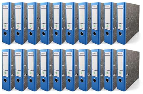 Netuno 20 Raccoglitori a Leva A4 Ekobox Dorso 7,5 cm Colore blu 2 Anelli Cartone Riciclato Marmorizzato Registratori Ecologici per Ufficio scuola Archiviazione Documenti Senza Custodia