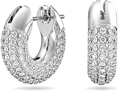 Swarovski Orecchini a cerchio Dextera, Piccoli, Bianchi, Placcato rodio