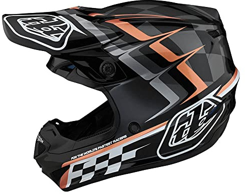 Troy Lee Designs SE4 Polyacrylite Adult Motocross Off-Road Dirt Bike Helmet with MIPS, Warped, Black / Copper, Large