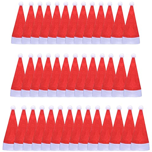 ZOOMPIL 40 mini gorros de Navidad, pequeños gorros de Papá Noel para decoración de mesa, cubertería de Papá Noel, soporte para cubiertos de Navidad, para huevos, botellas decorativas
