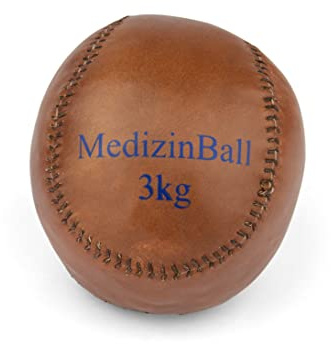 trenas Mini-médecine Ball en Cuir 3 kg - Robuste, pour Exercices de Précision, Non rebondissant, Marron