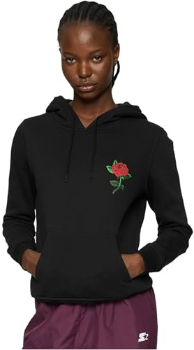Mister Tee Damen Kapuzenpullover Ladies Rose Hoody Black S