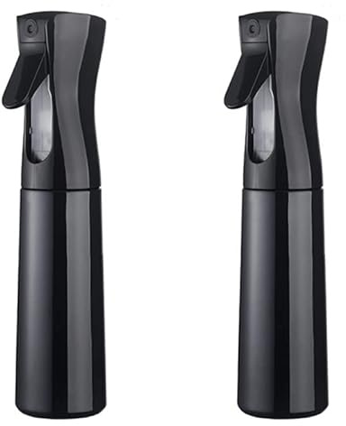 ZHIYE 2pcs Hair Spray Bottle, Continuous Water Mister Spray Bottle Empty, Aerosol Fine Mist Curly Hair Spray Bottle for Taming Hair in Morning, Hairstyling, Plants, Pets, Cleaning-5.4oz/160ml (Black)