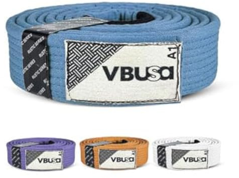 Victorbudo USA Rustic Series BJJ Belt, Judo belt, Brazilian Jiu Jitsu Pro BJJ Belts with Sleeve Bar for Ranking Stripes (Blue, A2)
