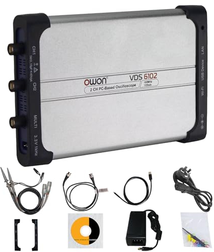 OWON PC Osciloscopio de 2 Canales Digital USB Virtual Osciloscopio de Risoluzione Verticale a 8 Bit 100 MHz 1Gsa/s