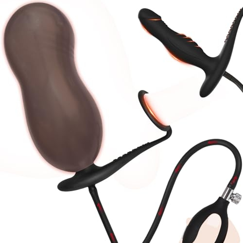 BDSMAGE Inflable Plug Anal con Anillo para el pene, Silicona Butt Plug Consolador, Juguetes Eróticos para Adultos, Plug Anales, Butt Plug con cockring, dildos dilatador anal pour Femmes Hommes
