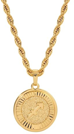 CHRISTIN MARIE STUDIO 18k guldpläterat stjärntecken halsband och hänge - guldhalsband för kvinnor och män, fläck- och vattentåligt, födelsedagspresenter för kvinnor och män, 18 Rope, Guldpläterad