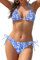 SHEKINI Bikini Set Damen Ties-up Neckholder klassischer Triangel Bikinioberteil Bedruckter Bikini Damen Sexy Triangel Verstellbare Bikinihose(M,Blau Weiß Porzellan)