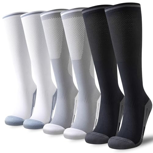 Niorasen Compression Socks for Women, 3 Pairs Flight Socks for Men (20-30mmHg), Travel Socks, Compression Stockings Fit Running, Football, Flying, Medical, Prevent Varicose Veins, Promote Circulation