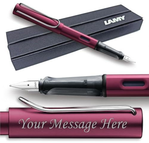 Lamy Al-Star Füllfederhalter - Farbe und Federbreite wählbar (in Geschenkbox) - Personalisierbar (feine Feder, Schwarz-Lila)