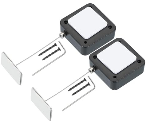 PATIKIL 1,5m Cavo Sicurezza Retrattile Telecomando, 2 Pezzi Blocco Cavo Lucchetto con Adesivo Biadesivo e Vite per Telecomando TV Controller Gioco, Nero (Tappo Ferro Quadrato)