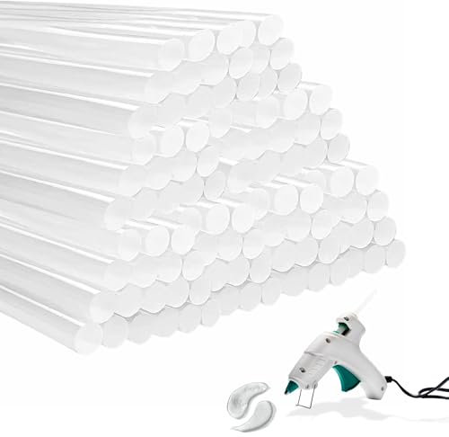 TECHZOCO Barras de pegamento en caliente, barra pegamento termofusible, Barras Silicona Caliente, Apto para bricolaje, artesanías, ocio, 7 mm de grosor, 200 mm de largo, Pack 10 unidades