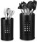 Portautensili da cucina per bancone da cucina, portautensili nero in acciaio inossidabile, 2 pezzi porta utensili da cucina,Portautensili da cucina in acciaio inox