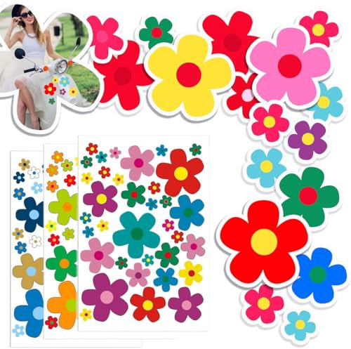 GGUFAY 3 Feuilles Autocollants de Voiture,Fleur Sticker Autocollant Vinyle,Décorations de Vélo Accessoires Decal Sticker,pour SUV Camion Moto Portes Murs Ordinateur Portable
