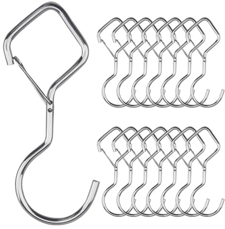 ZSUIQIN 15 Piezas Ganchos grandes en S, Ganchos de armario, Ganchos para Colgar, para plantas colgantes, utensilios de cocina, vaqueros, bolsos, ollas, sartenes, tazas, ropa, toallas