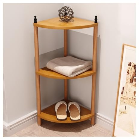 TOTIKI Libreria Angolare Scaffale Angolare A 3 Livelli in Legno per Piante per Piccoli Spazi Soggiorno Bagno Cucina Scaffale(C)