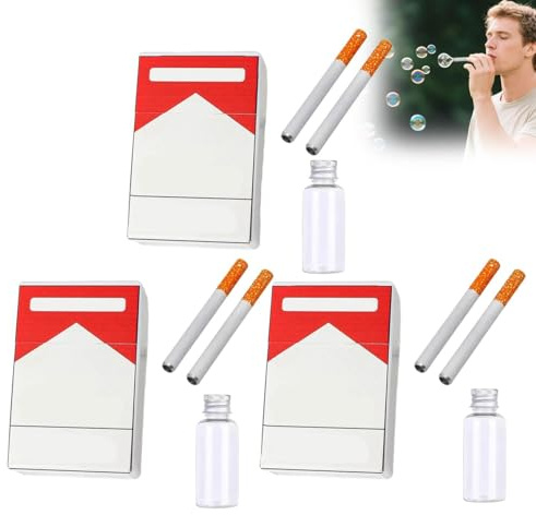 Set da 3 Macchine per Sigarette a Bolle per Uomini Donne, Sigaretta Finta Sigaretta Soffiante Soffiatore di Bolle Bacchette per Bolle Giocattolo Antistress Regalo per Matrimoni Compleanni Feste (B)