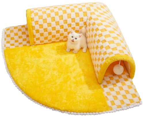 Cama para Gatos con, área de Juegos Desmontable de Felpa para Mascotas, de Cueva para Gatos Peekaboo, para Interiores, hogar, Gatito, Cachorro, Dormir, Siesta, Descansar, Jugar