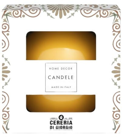 Cereria Di Giorgio - Vela Bola decorativa lacada - Diámetro 10 cm - Color Mostaza - Duración 49 Horas - Caja de Regalo - Home Decor Collection - Artesanal