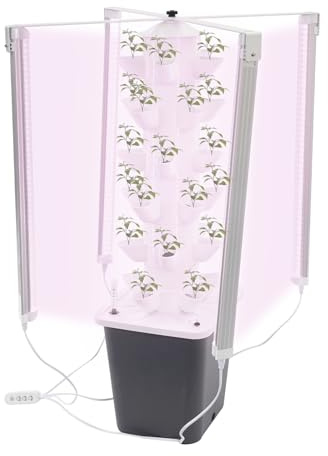 Torre idroponica a 30 fori, kit per sistema di coltivazione a 6 piani, sistema di coltivazione idroponica con pompa di idratazione e 4 strisce di luce LED, torre idroponica da giardino con serbatoio
