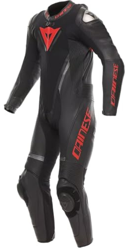 DAINESE Demon Sprint Tuta in pelle da motociclista a pezzo unico perforata, nero/nero/rosso, 54