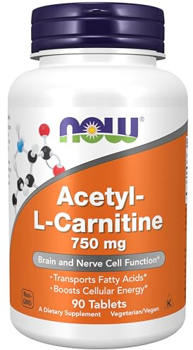 NOW Foods Supplements, Acetyl-L-Carnitine 750 mg, Amino Acid, Brain And Nerve Cell Function*, 90 Tablets