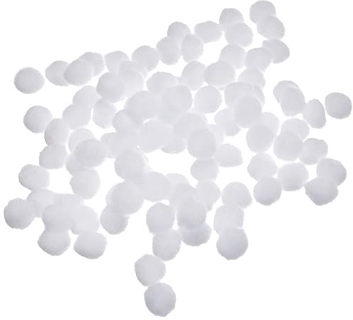Pompones tamaño: 20 mm, color blanco, 100 unidades