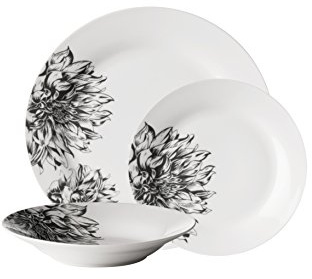 Premier Housewares Service de table 12 pièces blanc/noir