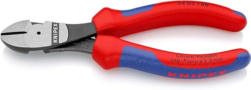 KNIPEX Pince coupante de côté à forte démultiplication sur carte LS avec poignées multimatières 160 mm, 74 02 160 SB