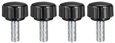 uxcell 4pcs Knurled Clamping Knobs M5 x 15mm Metric Zinc Plated Carbon Steel Male Thread Thumb Screw on Type 16mm Plastic Round Head Threaded Hand Bolt Stud Knobs Black