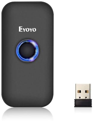 Eyoyo Mini 1D Bluetooth Barcode Scanner, 3-in-1 Bluetooth & USB Wired & 2.4G Wireless Barcode Reader Portable Bar Code Scanning Work with Windows, Android, iOS, Tablets or Computers
