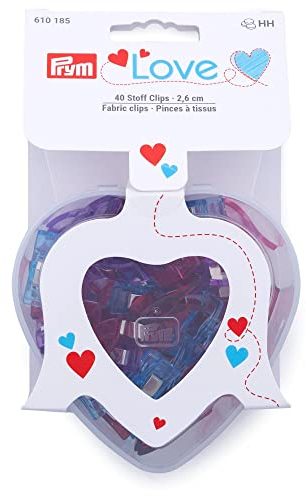 Prym 610185 Love Stoff-Clips, 2,6 cm, Herzbox, wolle, farbig sortiert, blau, pink, lila