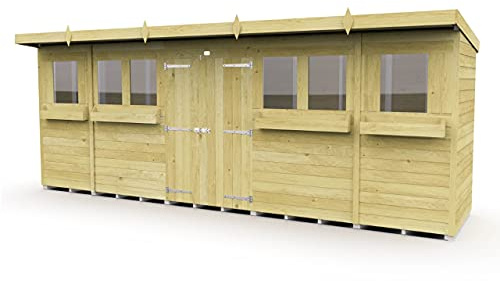 Total Sheds 18x4 Pent Summer Shed Double Doors Fast 2-5 Days Delivery Anywhere In The U.K