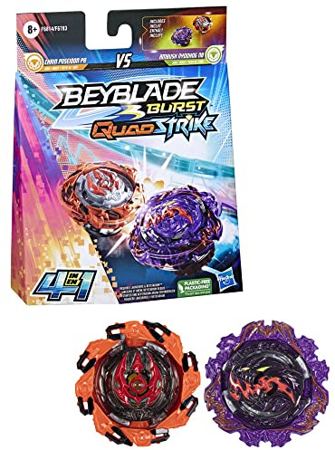 Beyblade Burst QuadStrike Dual Pack 2 x Wettkampfkreisel Ambush Nyddhog N8 und Chain Poseidon P8
