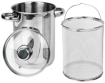 TOPFANN Spargeltopf & Spaghettitopf mit Siebeinsatz und Glasdeckel, 16 cm 4,2L Durchmesser, hochwertiger Edelstahltopf für Induktion, Nudeltopf, ideal zum Kochen von Spargel, Pasta und Gemüse