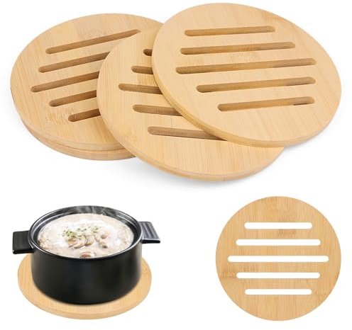 4 Pezzi Sottopentola, sottopentola Naturale Resistente Legno, Antiscivolo Al Calore sottopentola, Tappetini Isolanti, Tappetino in Legno Antiscivolo e Termoisolante Per Pentole Da Cucina