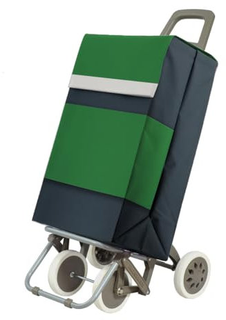 Carro de Compra Plegable Ligero, 100x41x33cm, Capacidad 48 litros, 4 Ruedas, Empaque Cartón Reforzado (Verde)