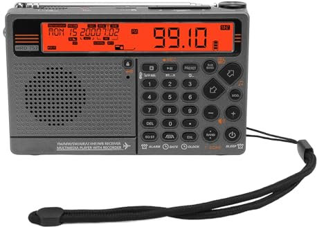 Multi Band Radio, SW FM MW AIR V.UHF WB Frequency Band Portable Radio with Bluetooth APP Control Rechargeable Battery Digital Radio with SOS Alarm and Flashlight (Orange)