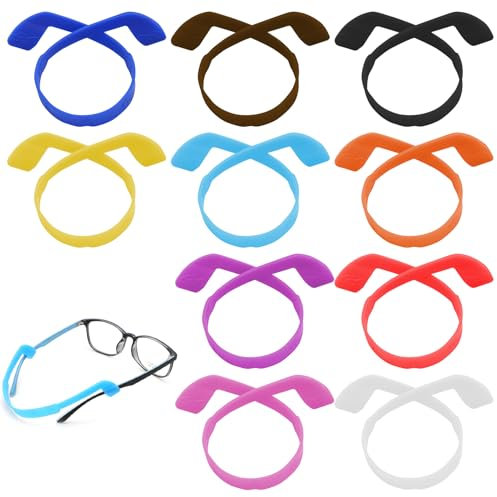 Fzcyuoo 10Pcs Glasses Straps for Kids, Silicone Eyewear Holder Strap Glasses Head Band Anti-slip Eyewear Retainer Elastic Sports Toddlers Glasses Strap Sports Glasses Band, Soft And Durable