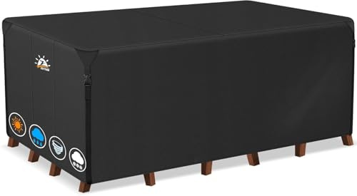 Zettum Coperture per set arredo giardino 227 x 160 x 73 CM, Copertura Per Mobili da Giardino 600D Oxford Impermeabile Antivento Esterno Copertura Tavolo Giardino Rettangolare