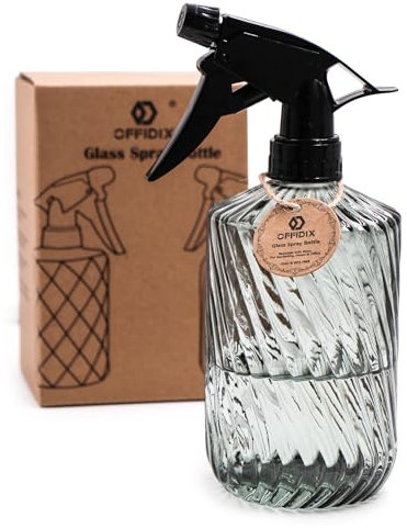 OFFIDIX Glas-Sprühflasche, Handdruck-Pflanzennebel, 0,45 l, Sprühflasche mit verstellbarer Düse für Innen- und Außenbereich, Gartenarbeit oder Hausreinigung (grün)