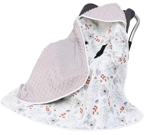 Miracle Baby Einschlagdecke Babyschale Sommer Baumwolle Reversible Decke Universal Kuscheldecke 90x90cm für babyschale Kinderwagen mit 8 Punkt Gurt Löcher