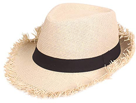 Wesaloes Strohhut Gärtner Strohhut Herren Damen Geflochten Ausgefranst Sommerhut Damen Herren Sonnenhut Strandhut Hawaii Hut für den Urlaub Strand Garten Sommer Karneval Partys (Beige, One Size)