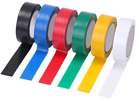 6 x 3m PVC Electrical Adhesive Tape Flame Retardant Insulation Roll Colour Wires Black Red Blue Yellow White Green