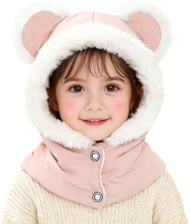 AYPOW Passamontagna Invernale Caldo per 3 a 7 Anni Bambini, Multifunzione Impermeabile Termica Cappello da Maglia Sciarpa per Bambine Bambini, Cappuccio Berretto con Fodera in Pile per All'aperto