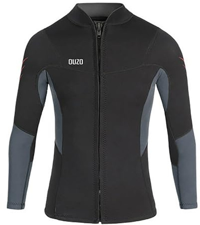 Chaqueta de Traje de Neopreno para Hombre, 3 mm con Cremallera Frontal, Manga Larga, Parte Superior para Natación, Snorkel, Buceo y Kayak