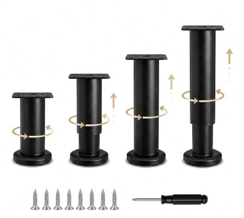 TLDBATICE 4 Pcs Patas para Muebles Regulables 12-18 cm Patas Muebles, Patas Regulables para Muebles Pies Niveladores Ajustables, Patas de Armario Mesa Sillas Sofá Escritorios Cama Gabinete Pies